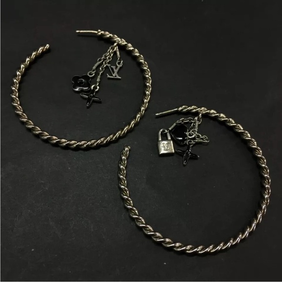 Louis Vuitton Creole Sweet Monogram Silver Tone Pierced Earring - Picture 5 of 8